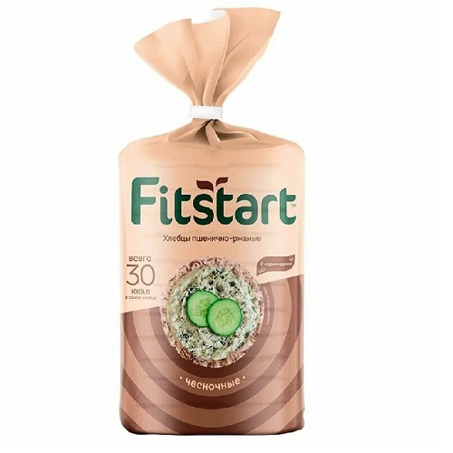 Fitstart хлебцы пшенично-ржаные Чесночные, 90 гр Fitstart хлебцы пшенично-ржаные Чесночные, 90 гр